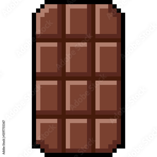 Pixel art Chocolate bar. 8 bit chocolate icon. Pixel food and drink 