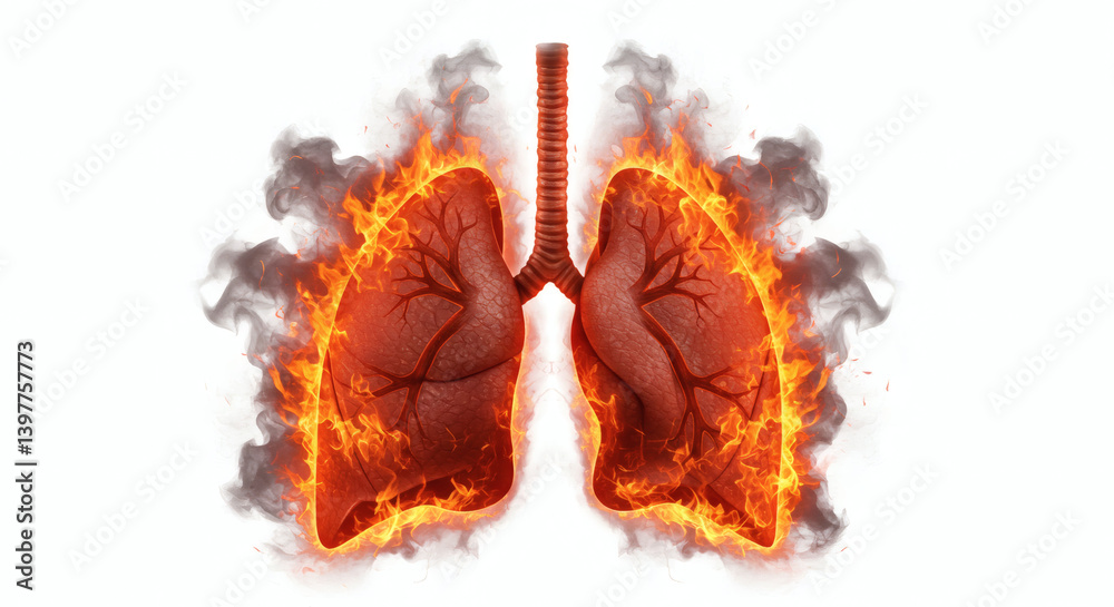 Obraz premium Flaming Lungs Representing Tobacco Harm Awareness 