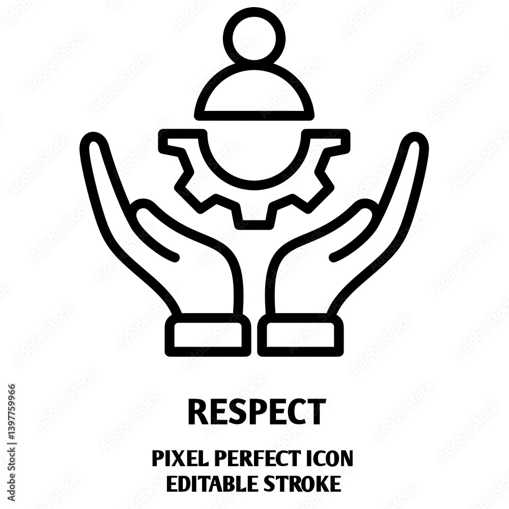 Respect editable stroke outline icon isolated on white background flat vector illustration, black outline, Pixel perfect Respect editable stroke outline icon isolated on white background flat vector illustration, black outline, Pixel perfect