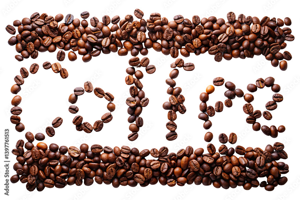 coffee calligraphy font design word written with coffee seeds on transparent background coffee calligraphy font design word written with coffee seeds on transparent background