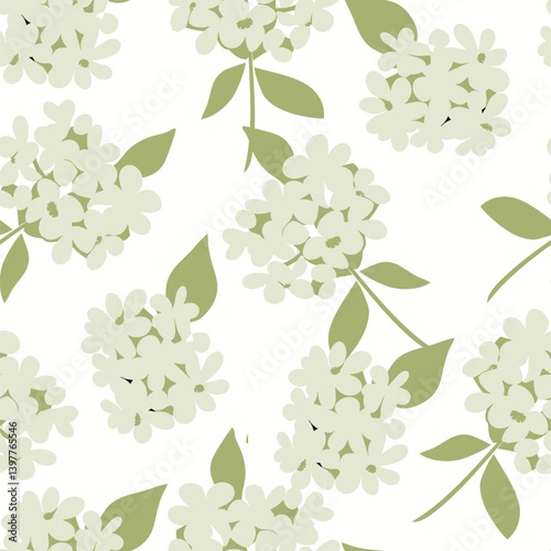 Hydrangea flowers Seamless pattern background ideal for wrapping paper, fabric, textile etc