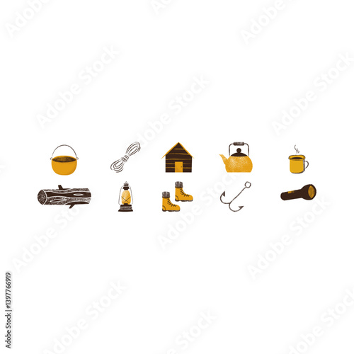 rustic camping icon drawings