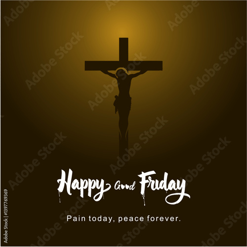 Happy Good Friday Social Media Post with Jesus on the Cross Centered