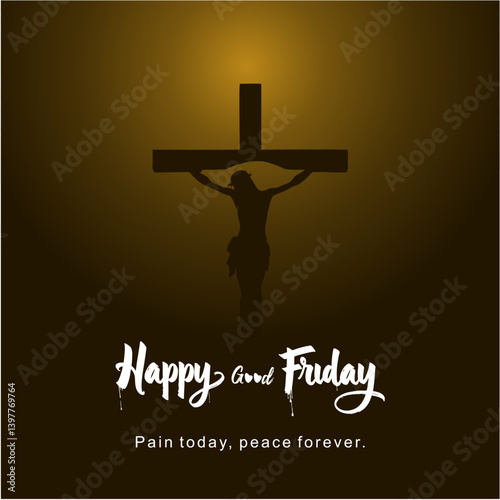 Happy Good Friday Social Media Post with Jesus on the Cross Centered