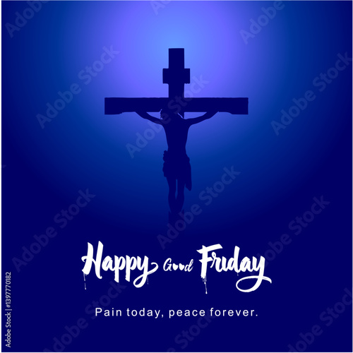 Happy Good Friday Social Media Post with Jesus on the Cross Centered