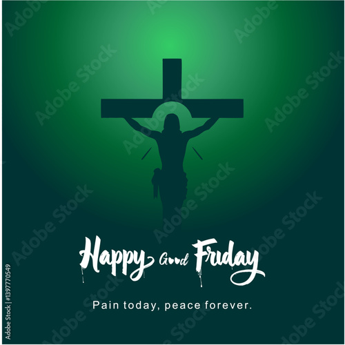 Happy Good Friday Social Media Post with Jesus on the Cross Centered