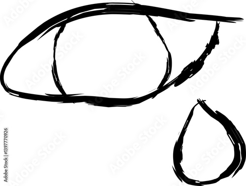 teary eyes icon in doodle style	