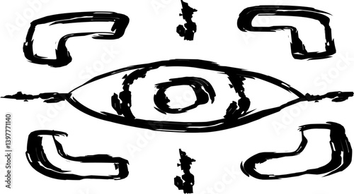eye check icon in doodle style	