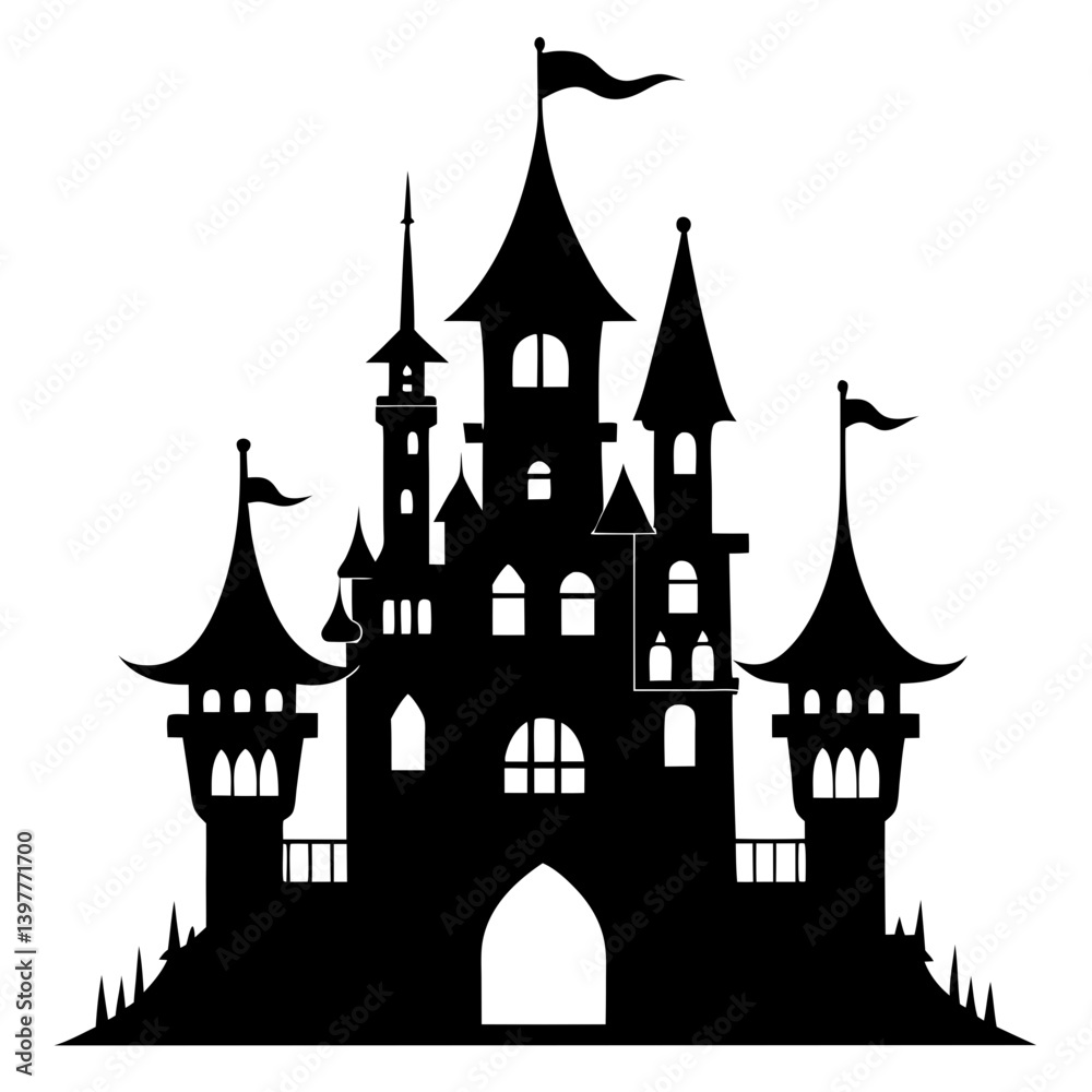 Obraz premium Castle Vector Silhouettes & SVG Icon, Castle Vector Icon