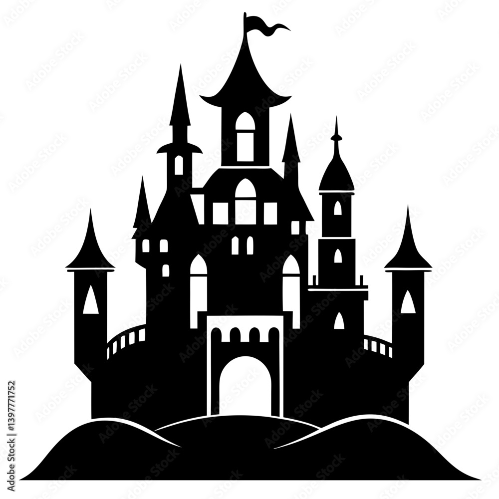 Fototapeta premium Castle Vector Silhouettes & SVG Icon, Castle Vector Icon