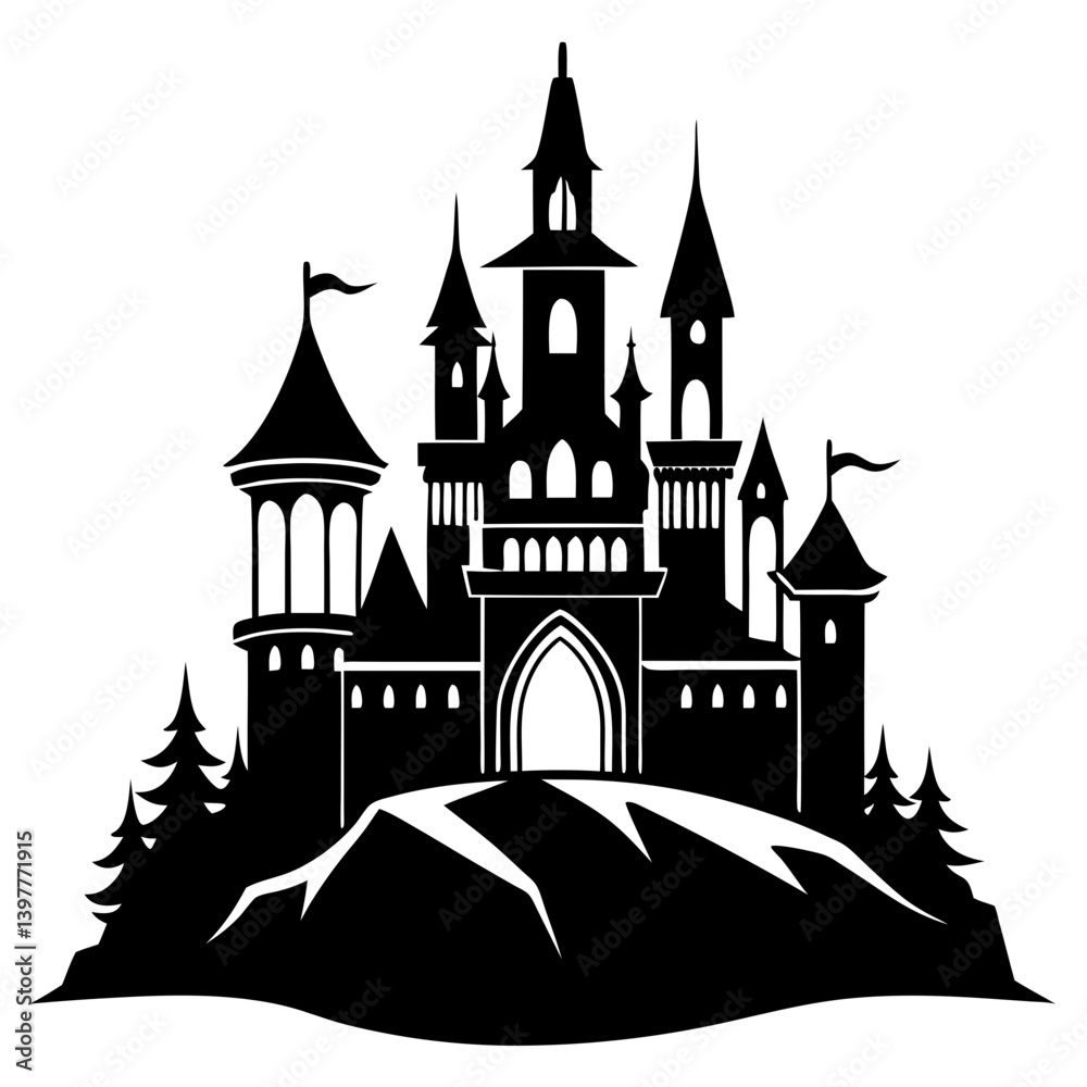 Obraz premium Castle Vector Silhouettes & SVG Icon, Castle Vector Icon