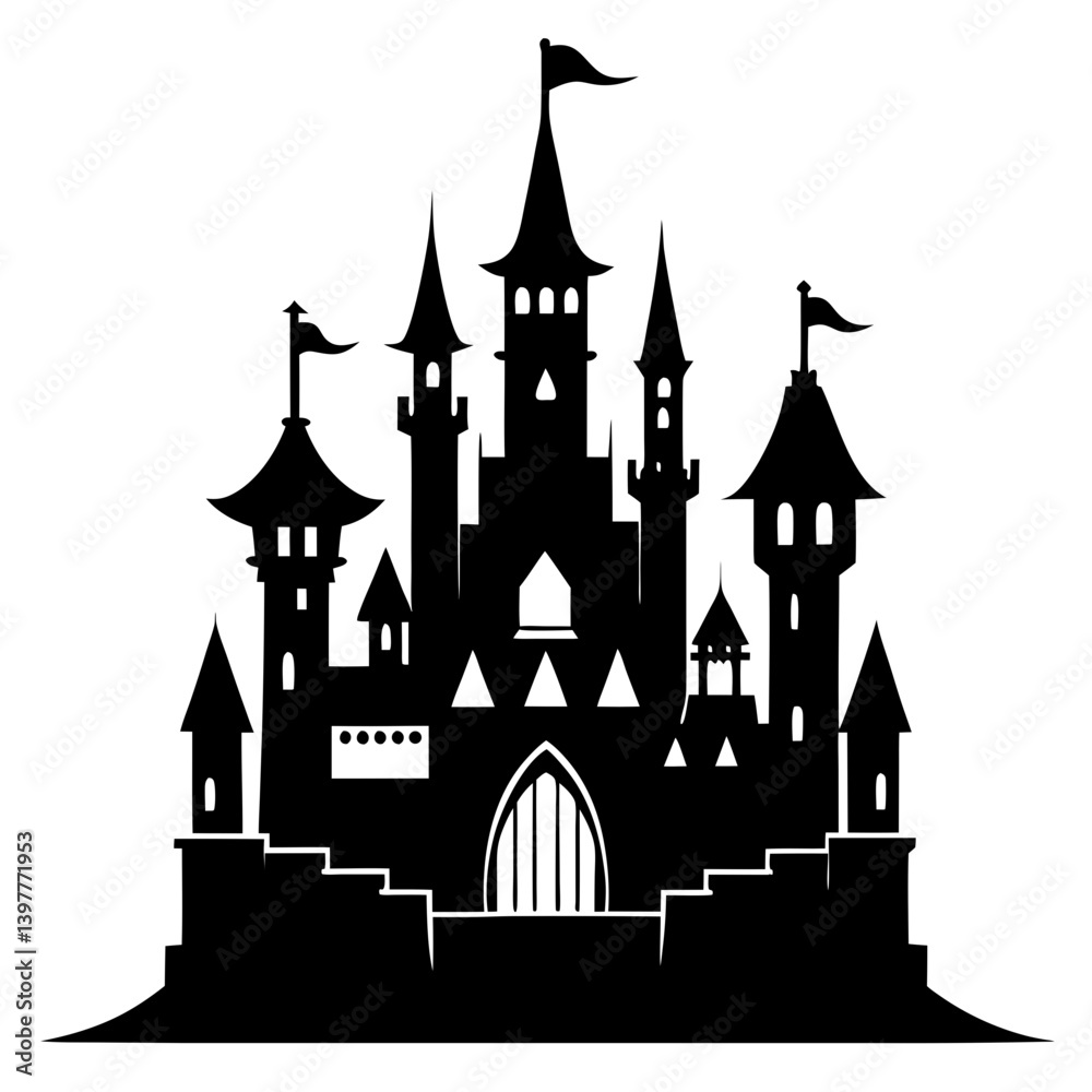 Obraz premium Castle Vector Silhouettes & SVG Icon, Castle Vector Icon