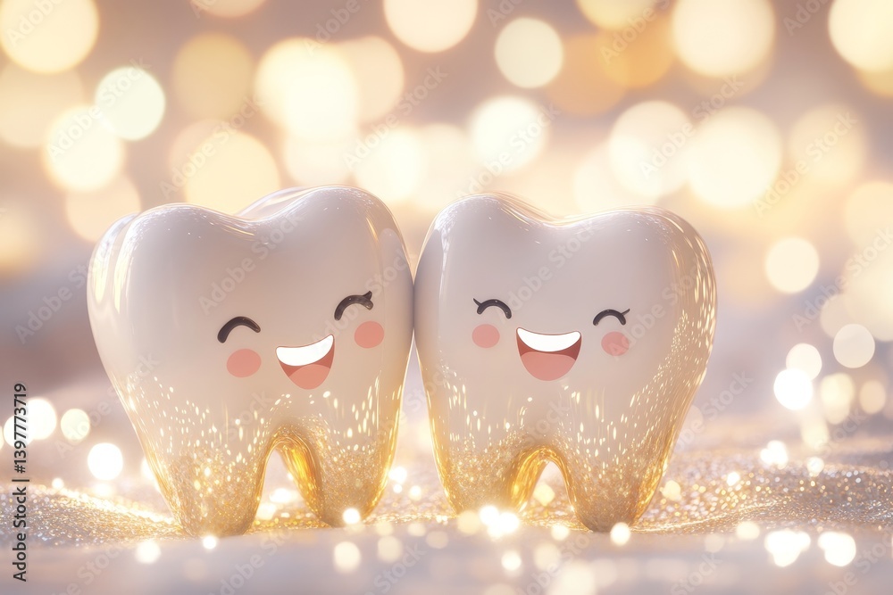 Charming 3d tooth characters in a heartwarming valentine s design for dental clinic promotion