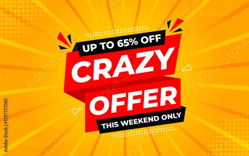 Crazy Offer Sale Background. Sale banner design template. Vector illustration. Market promotion banner and crazy discount announcement background vector illustration.