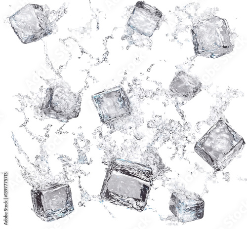 ice cubes cut ou photo