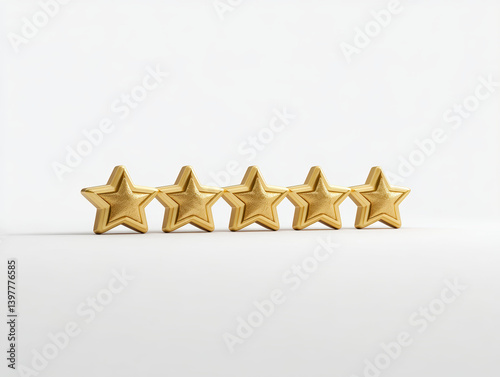 Five golden stars arranged in a line, symbolizing excellence and high ratings, set against a minimalist background.