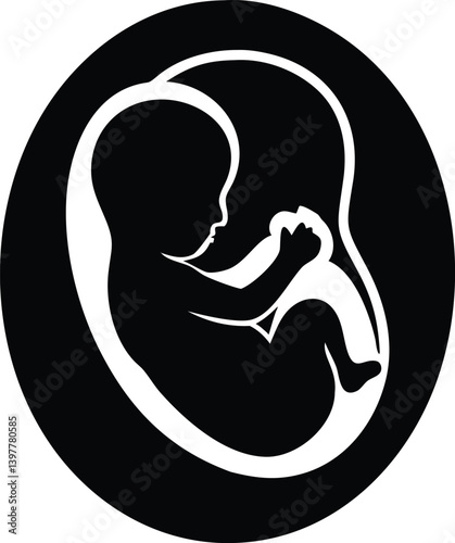 Fetus Silhouette, White Amniotic Sac on Transparent Background