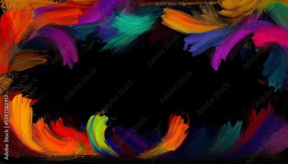 Fototapeta premium beautiful border frame of abstract colorful brush stroke patterns with copy space background, graphic resource