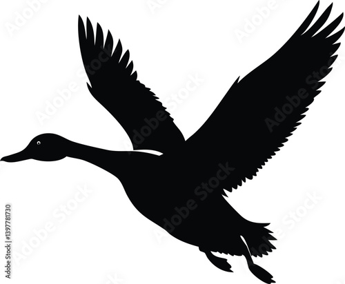 Flying Duck Silhouette Isolated on Transparent Background Design