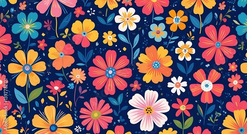 seamless floral with black background