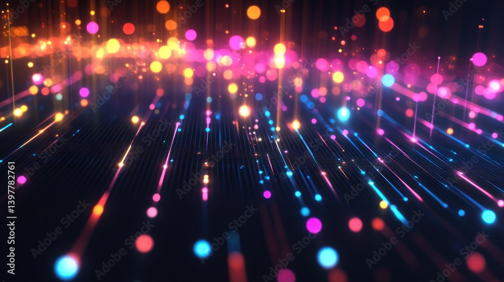 Obraz premium Colorful light streaks, dark background, digital art, website use