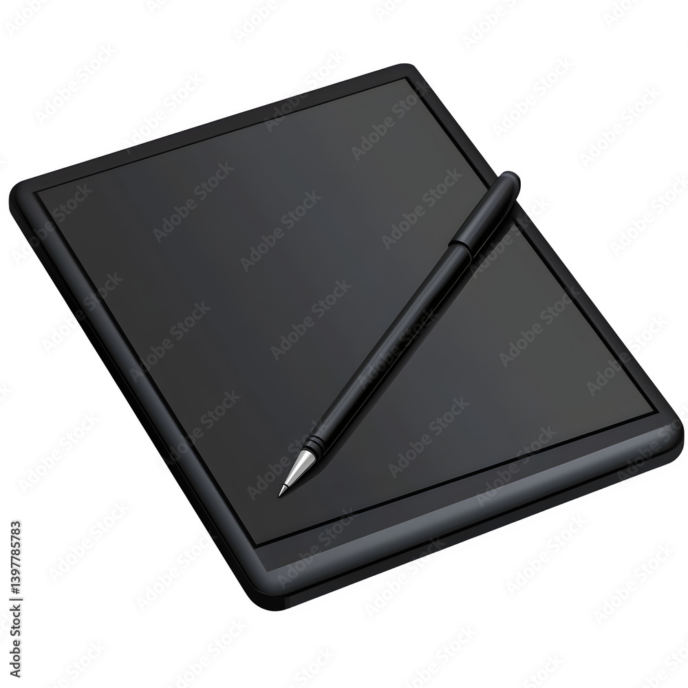Advanced digital drawing tablet with pen isolated on white background Advanced digital drawing tablet with pen isolated on white background