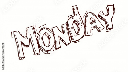 Hand-drawn monday letters representing start of work week