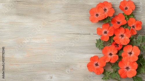 Flower wooden board weather. Bright orange flowers arranged against a rustic wooden background, creating a vibrant and natural aesthetic.