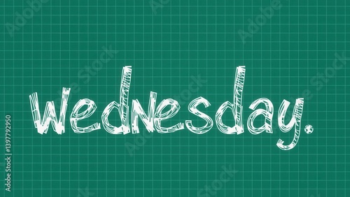 Wednesday scribbled on green graph paper background