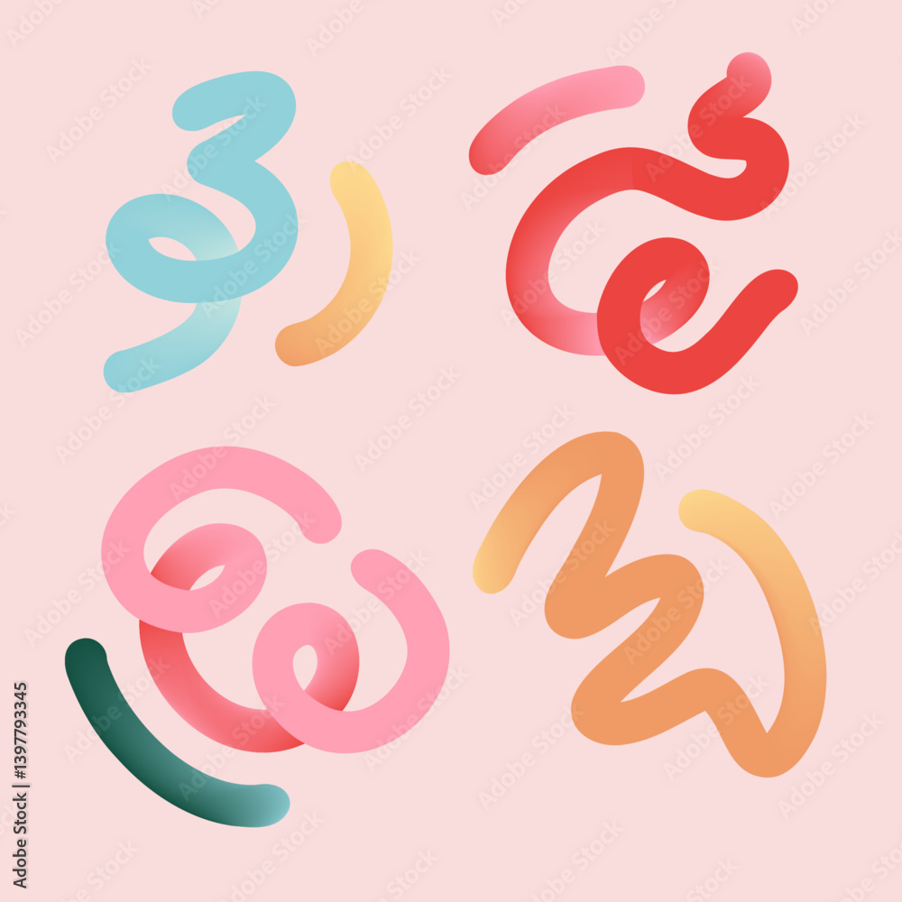 Soft Pink Swirl Minimalist Abstract Background Set Vector Illustration Soft Pink Swirl Minimalist Abstract Background Set Vector Illustration