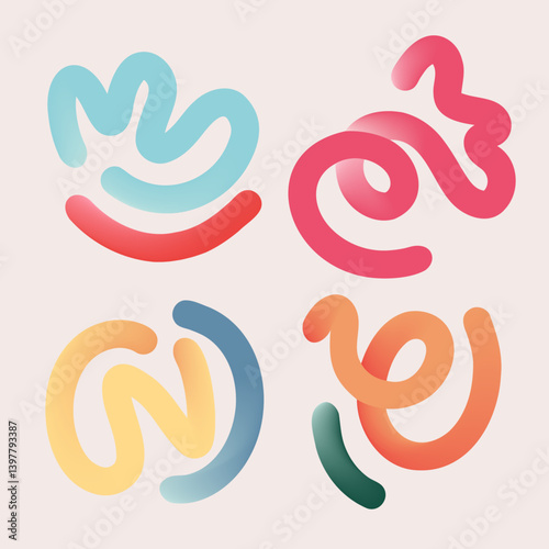 Minimalist Pastel Swirl Abstract Background Set Vector Illustration