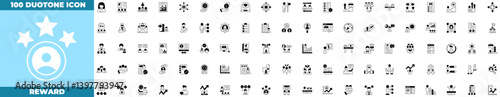 Reward Duotone Editable Icons set. Vector illustration in modern thin duotone style of reward icons: gift, prize, award, etc