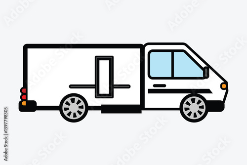 Delivery truck with trailer vector