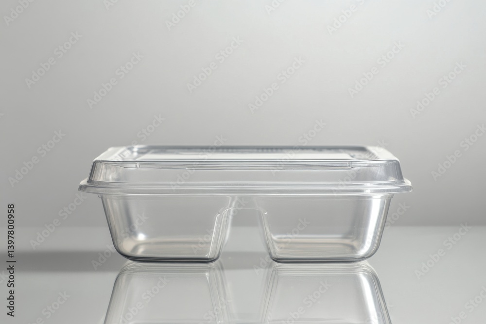 Plastic clamshell with insert and reflective surface, copy space on front Plastic clamshell with insert and reflective surface, copy space on front