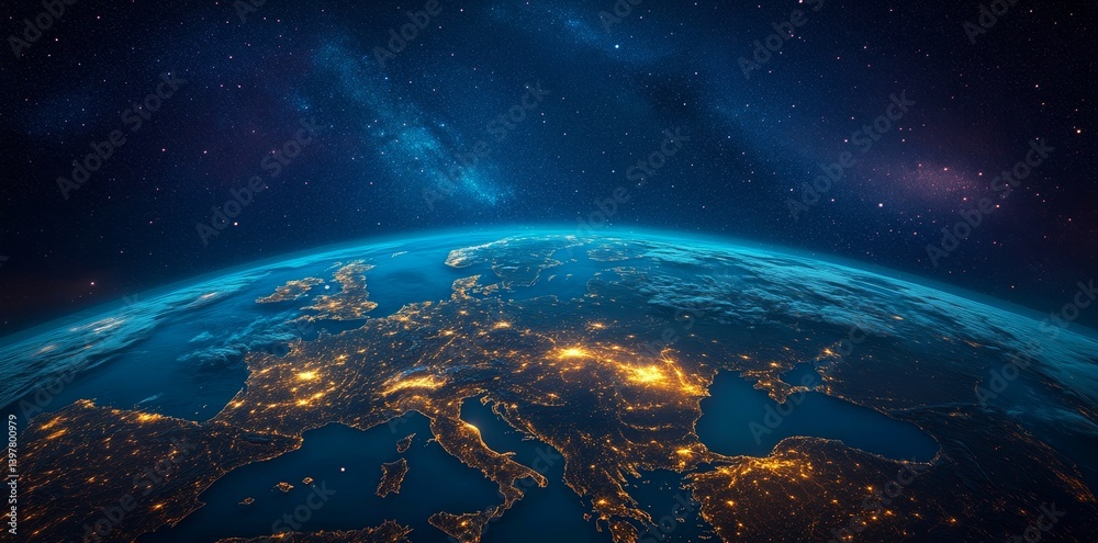 Planet Earth is illustrated in exquisite detail, complete with relief and atmospheric features, transitioning between day and night, with a emphasis on Asia, using 3D rendering techniques and Planet Earth is illustrated in exquisite detail, complete with relief and atmospheric features, transitioning between day and night, with a emphasis on Asia, using 3D rendering techniques and