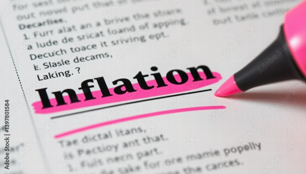Obraz premium Highlighting Inflation Text with Pink Marker on Dictionary Page