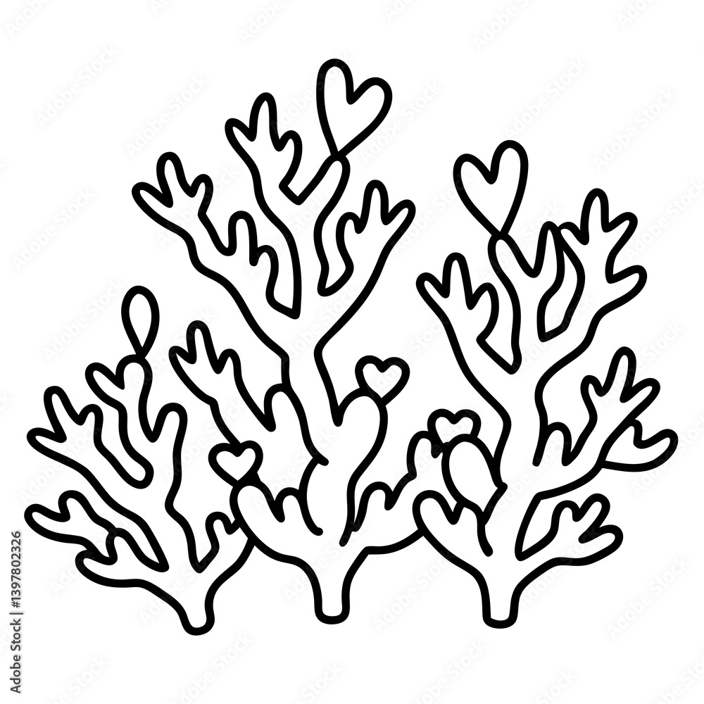 Obraz premium Coral Reef Love Line Art Aesthetic