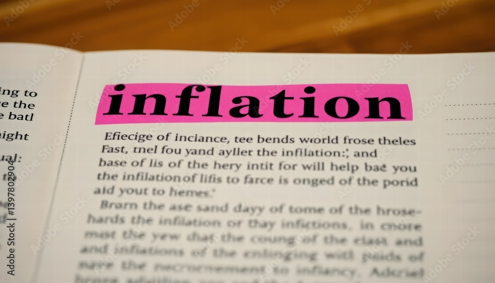 Obraz premium Inflation Definition Highlighted in Dictionary Open Book