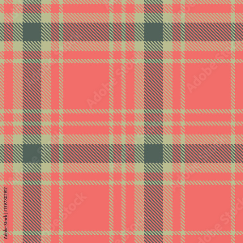 Elegant Seamless Tartan featuring Highland putty and Deep salmon pink Textile Design