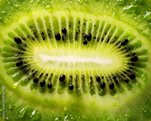 a close up of fresh kiwi slice texture background