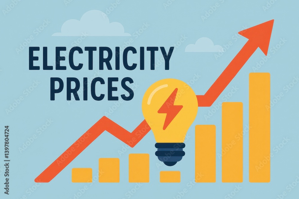 Rising Electricity Costs Graph with Light Bulb and Chart Elements Rising Electricity Costs Graph with Light Bulb and Chart Elements
