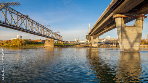 Bridges across the Ob River in Novosibirsk.