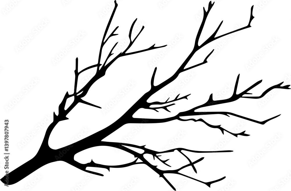 Fototapeta premium black and white twig silhouette vector illustration