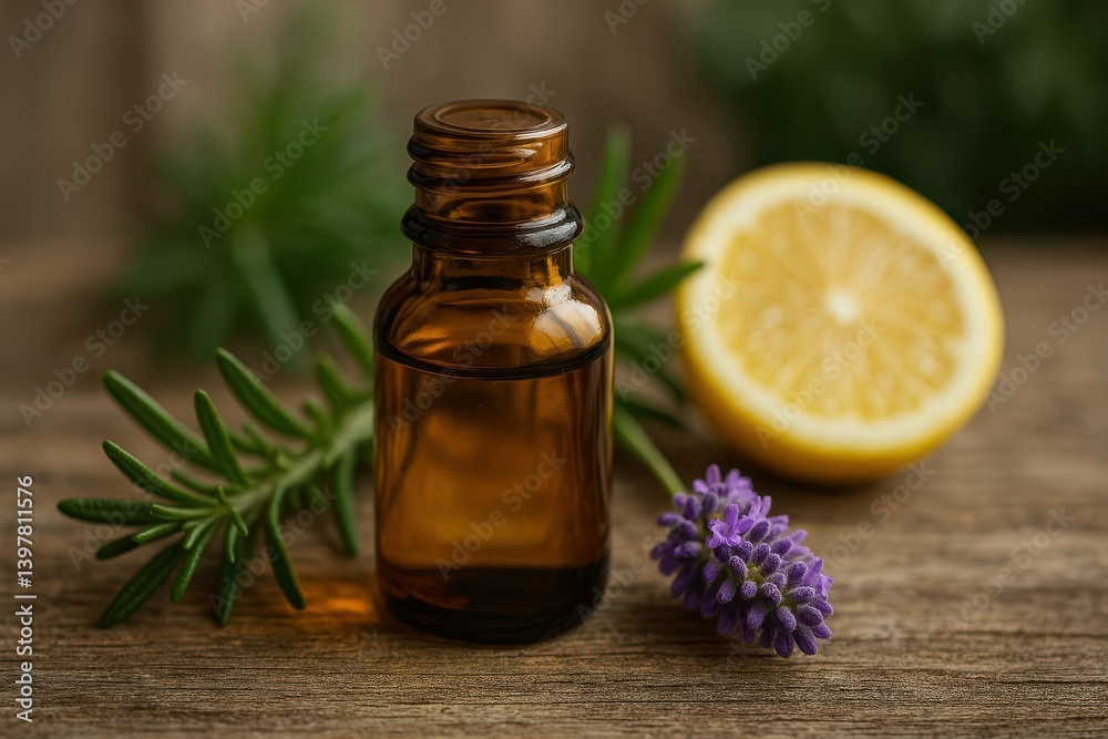 Aromatic Essential Oil Composition with Herbs and Citrus Elements Aromatic Essential Oil Composition with Herbs and Citrus Elements