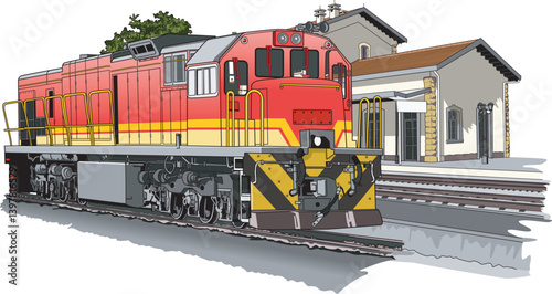 The train locomotive is ready to depart from the station