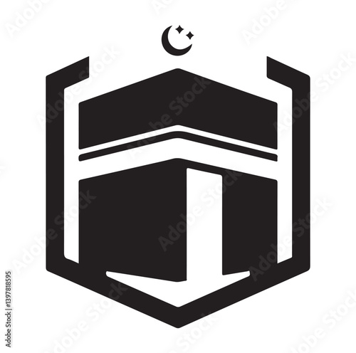 Kaaba icon, Vector Symbol Illustration.