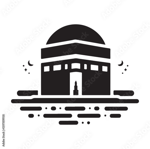 Kaaba icon, Vector Symbol Illustration.
