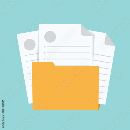 vector file folder with document icon