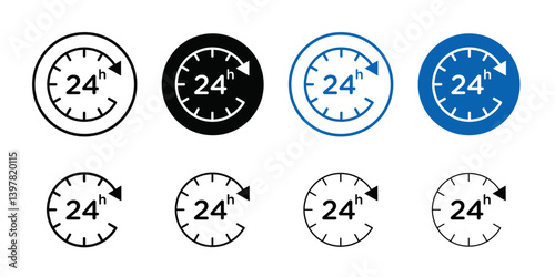 24 Hrs icon logo set vector