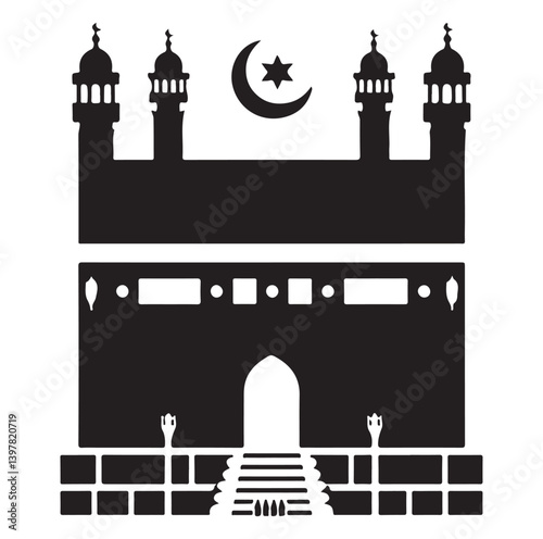 Kaaba icon, Vector Symbol Illustration.